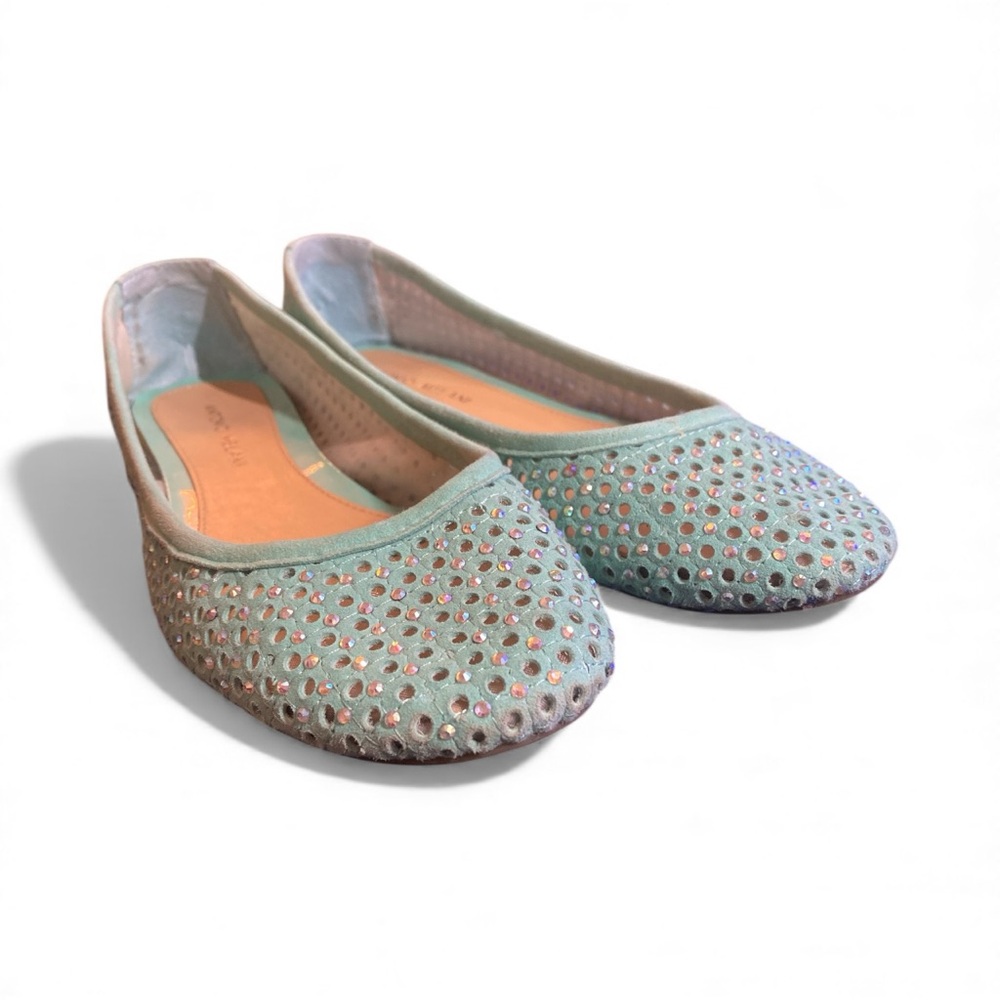 Antonio Melani Mint Suede Rhinestone Ballet Flats Size 8 - Picture 8 of 8